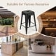 Black 24-inch Tolix style stackable barstool with anti-skid foot pads, ideal for home bar or cafe settings.