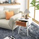 Modern bedside table with solid wood legs, rattan front panel, and a large drawer, ideal for bedroom or living room use.