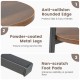 2-tier round end table with walnut finish, featuring anti-collision edges and powder-coated metal legs for stability.