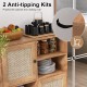 Rattan buffet cabinet with 2 doors and 2 cubbies, featuring anti-tipping kits for safety and natural wood finish.