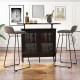4-tier black liquor bar table with metal footrest and 6 glass holders, perfect for living room or kitchen gatherings.
