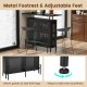 4-tier black liquor bar table with metal footrest, 6 glass holders, and adjustable feet for stability in any space.
