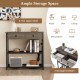 Narrow console table with 2 drawers and 2 metal mesh shelves, featuring a gray finish for stylish storage and display.