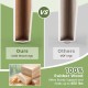Comparison of solid rubber wood legs versus MDF legs, highlighting sturdiness and support for dining chairs.