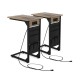 C-shaped end table set of 2 in rustic brown with charging station and side storage for easy access in any room.
