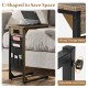C-shaped end table in rustic brown showcasing adjustable foot pads and strong triangle metal for enhanced stability.