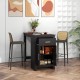 Counter height bar table in black with a storage cabinet and drawer, designed for space-saving in modern homes.