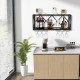 Wall-mounted wine rack displaying 39 bottles and 12 glasses, featuring a durable metal frame and wood grain design for.