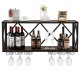 Wall-mounted wine rack displaying 39 bottles and 12 glasses, featuring a durable metal frame and wood grain finish.