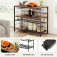 41-inch rustic brown 4-tier bar table with wine rack, featuring 4 rows of glass holders and anti-slip foot pads for.