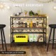 41-inch rustic brown 4-tier bar table with wine rack and glass holders, perfect for kitchens and dining rooms.