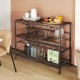 41-inch 4-tier bar table in rustic brown with wine rack, glass holders, and three storage shelves for versatile use.