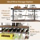 41-inch rustic brown bar table featuring a wine rack for 7 bottles and 4 rows of glass holders for 16 glasses.