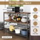 41-inch 4-tier bar table in rustic brown with wine rack, glass holders, and three storage shelves for kitchen use.