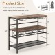 Dimensions of the 41-inch rustic brown 4-tier bar table showcasing shelf heights and wine rack details for easy.