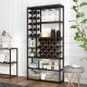 Industrial floor wine rack featuring 10-bottle and 17-bottle storage, with glass holders and 6-tier shelves for.