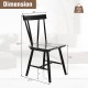Windsor style armless chair in black with solid rubber wood frame, ergonomic design, ideal for dining or living spaces.