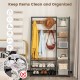 5-in-1 entryway hall tree in rustic brown with 9 hooks and shelves for organized storage in entryway or bedroom.