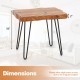 Reclaimed recycled teak wood end table with metal legs, showcasing unique grains and dimensions of 20" x 14" x 18".