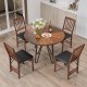 Set of 2 folding chairs with padded seats, rubber wood frame, and slanted backrest for comfort in a dining setting.