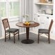 Set of 2 folding chairs with padded seats and rubber wood frames in brown, perfect for dining or casual seating.
