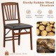 Brown folding chair with padded seat, sturdy rubber wood frame, and high backrest for comfort and stability.