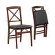 Set of 2 folding dining chairs in brown with high backrest and soft foam cushion, perfect for dining or extra seating.