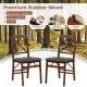 Set of 2 folding dining chairs in brown, made of premium rubber wood, featuring soft foam cushions for comfort.