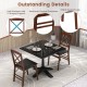 Set of 2 folding dining chairs with brown rubber wood, high backrest, and reinforced crossbars for 400 LBS capacity.
