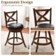 Classic counter height swivel bar stool set with ergonomic cut-out back and widened seat cushion for kitchen islands.