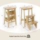 3-in-1 rubber wood step stool with handle, featuring anti-slip surface and wide pedals, ideal for safe standing and.