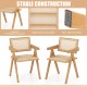 Set of 2 rattan accent chairs with natural bamboo frame, featuring a cozy design and stable inverted V-shaped structure.