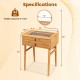 Bamboo makeup vanity table with movable mirror, two storage drawers, and tempered glass top for easy access to.