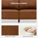 Brown PU leather 3-seater sofa with thick seat cushion, detachable back pillows, and waterproof material for comfort.