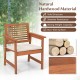 Solid wood dining chair with slatted seat and cushion, ideal for backyard or poolside relaxation.