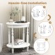 2-tier oval side table with solid rubber wood legs, showcasing hassle-free assembly instructions for easy setup.