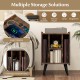 Vinyl record storage turntable stand in brown with 4 open shelves, ideal for organizing records and electronics in any.
