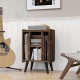 Vinyl record storage turntable stand in brown with 4 open shelves, ideal for displaying a record player and organizing.