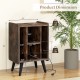 Vinyl record storage turntable stand with 4 open shelves, brown finish, dimensions 27"x17"x15" for versatile storage.