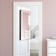 Lockable jewelry mirror wall cabinet with 3-color LED lights, featuring a full-length mirror and ample storage space.