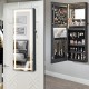 Lockable jewelry mirror wall cabinet with LED lights, featuring ample storage and velvet lining for protection.