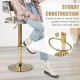 Swivel barstool with woven back and golden metal frame, adjustable height for kitchen islands, featuring ergonomic.