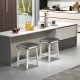 Set of 2 dining bar stools with acacia wood frame and padded seats, perfect for kitchen or dining room use.