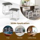 Set of 2 24-inch dining bar stools with acacia wood frame, padded seats, and non-slip footpads for kitchen or pub use.