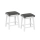 Set of 2 dining bar stools with acacia wood frame and padded seats, ideal for kitchen or dining room use.