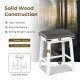 24-inch dining bar stool featuring a rubber and acacia wood frame, sponge padded seat, and decorative rivets for.