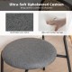 Gray upholstered cushion of a rattan dining chair, featuring breathable linen fabric and ultra-soft padding for comfort.