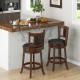 Upholstered bar stools set of 2 with curved backrest, rubber wood frame, perfect for kitchen island or home bar.