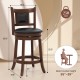 Upholstered bar stool with curved backrest, rubber wood frame, 25.5 inches, ideal for kitchen island or home bar.