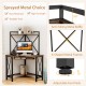 Space-saving corner computer desk in rustic brown with hutch, keyboard tray, and adjustable foot pads for versatile use.